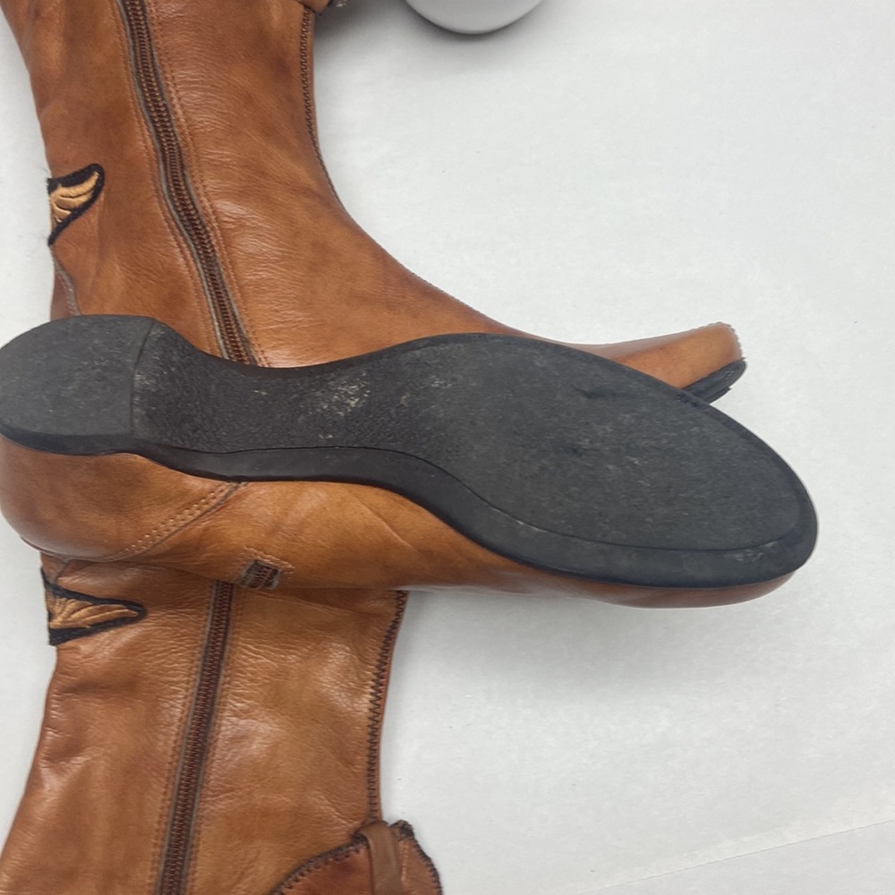 Hispanitas amazing leather boots with wings and fold detail, zipper Size 38 moto - Picture 8 of 13